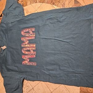 Teal Graphic Tee with Colorful 'MAMA' Print